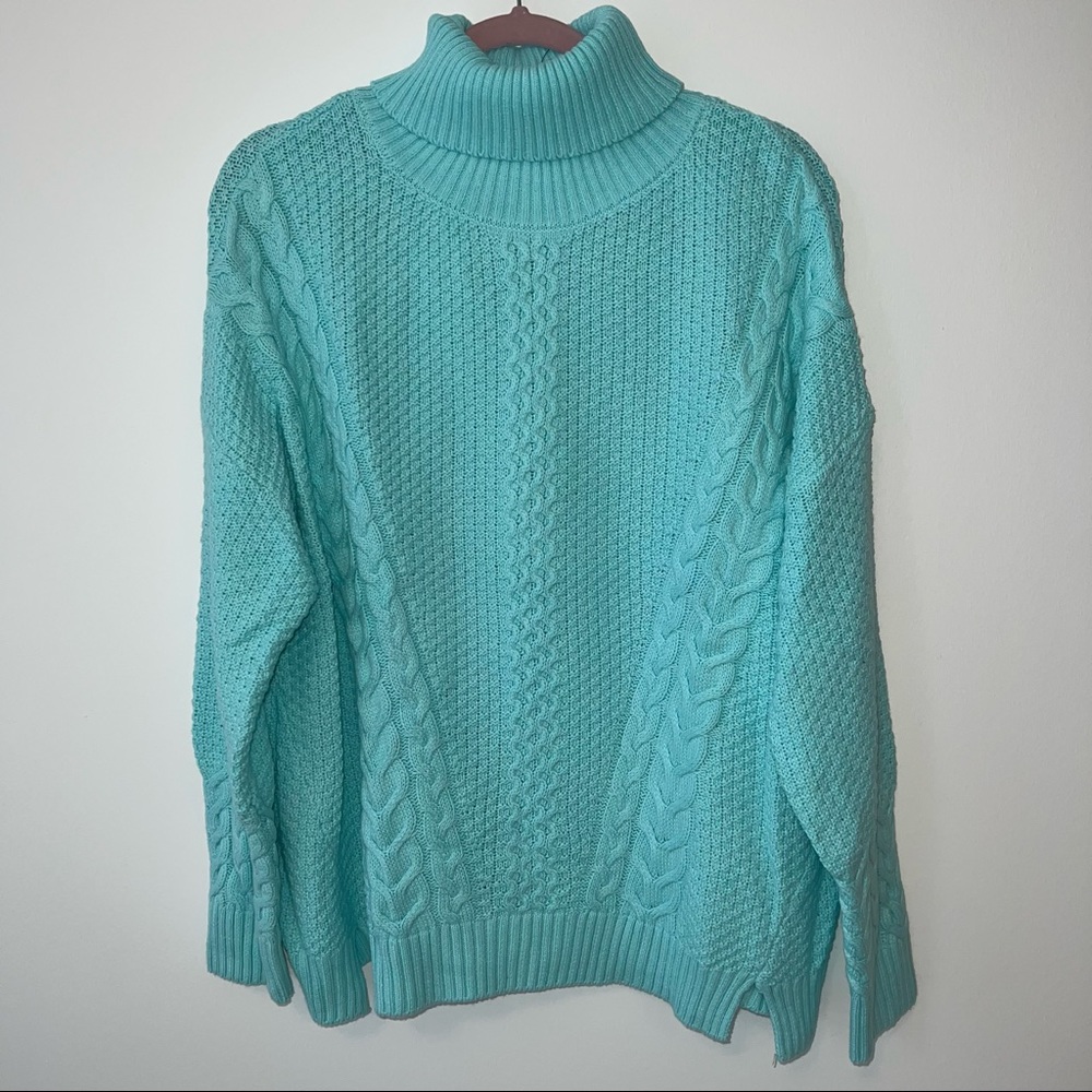 Mint green turtleneck sweater